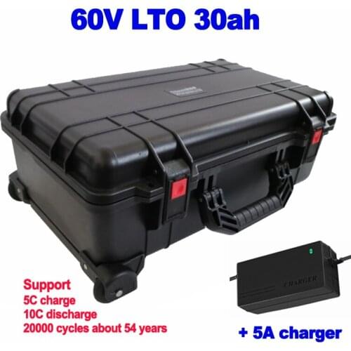 LTO 60V 30Ah Lithium titanate battery with BMS for weeder lawn mower AGV forklift yacht motor sightseeing vehicle + 5A charger
