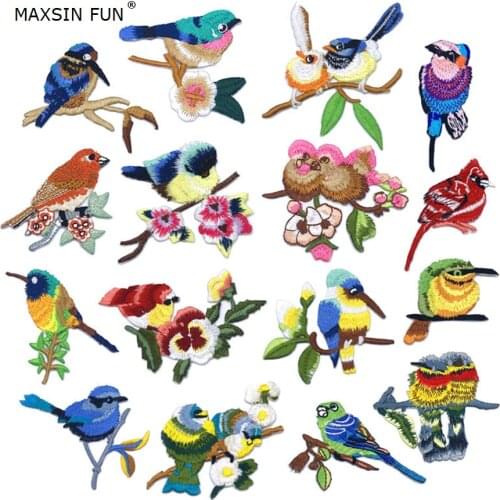 Maxsin Fun 1 Piece cute flower birds patches for clothes dress embroidery make up clothes small iron on patches