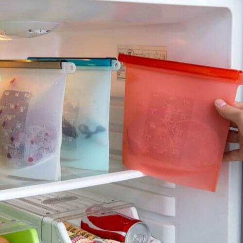 Reusable Refrigerator Fresh Bags Kitchen Food Sealing Storage Bag Home Food Grade Silicone Fruit Meat Ziplock Kitchen Organizer