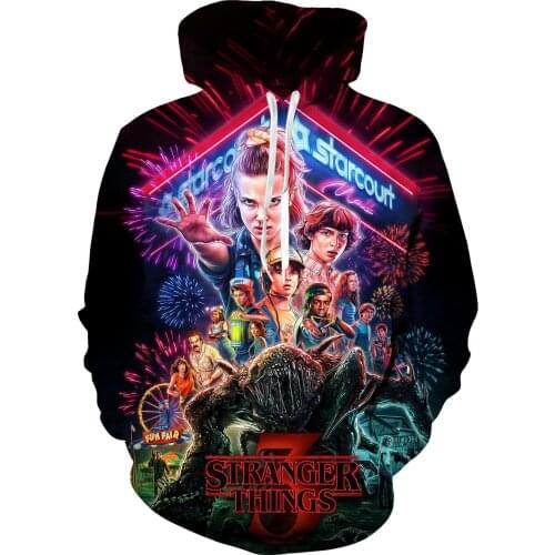 Dropship 2021Hot Mens Hoodie Stranger Things Season 3 Sweatshirt Tv Series Stranger Things 3d Print Winter Warm Hoodies Tops