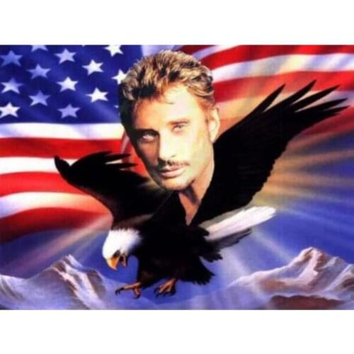 Johnny Hallyday Embroidery Cross Stitch 11CT Kits Needlework Craft Set Printed Canvas Home Decoration Dropshipping New Design