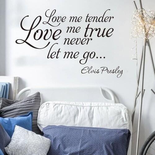 Elvis Presley Love Me Tender Lyrics Wall Sticker Decal Music Romance First Dance Girl Room Living Room Vinyl Home Decor