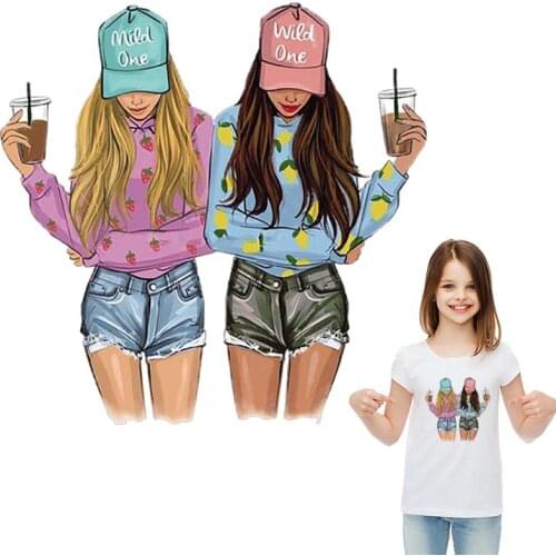 Best Friends Stickers Patch Diy Accessory Clothing Deco Washable Badges Heat Transfer Patch Iron Ongirl T-Shirt Dresses