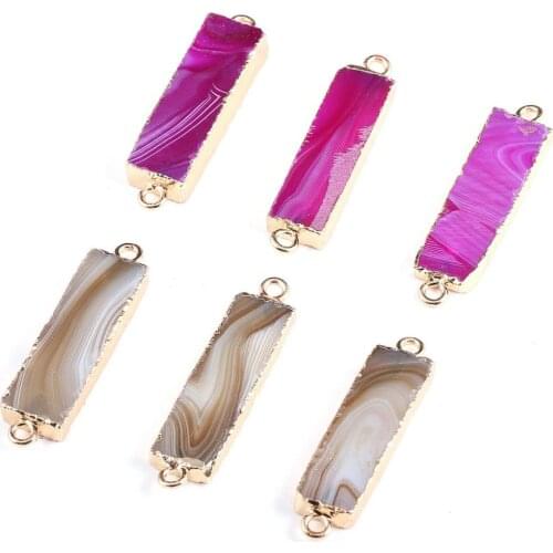 Natural Semi Precious Stone Connector Rectangle Agates For Making Necklaces Bracelets And Other Jewelry Accessories