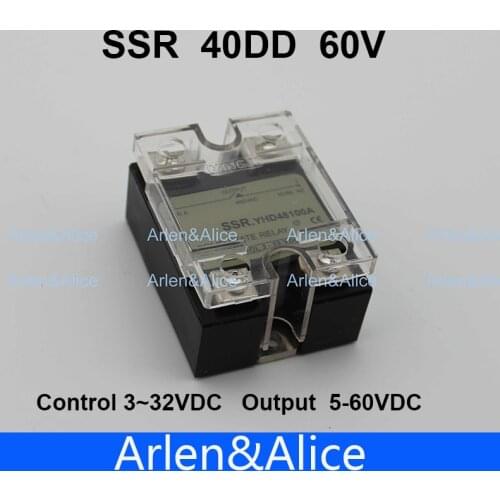 40DD SSR Control voltage 3~32VDC output 5~60VDC DC single phase DC solid state relay