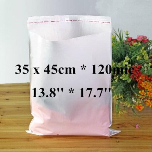 Wholesale 100pcs/lot 35 x 45cm*120mic Large Self Adhensive Plastic Clothes Packaging Bag, High Quality White PE Clothing Bag