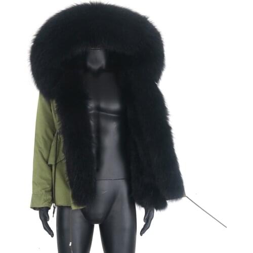 Winter New Men Short Parka Natural Raccoon Fur Collar Hood Thick Warm Real Fur Coat Army green Waterproof coat Outerwear Jacket