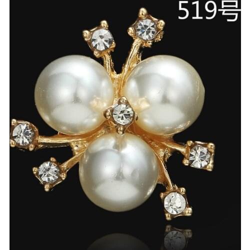 50PCS 20mm Gold/Silver Color Imitation Pearl Crystal Flower Charms Pendants for Earring Bracelet Choker Necklace Jewelry Making