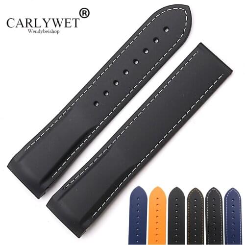 CARLYWET 20 22mm Wholesale High Quality Rubber Silicone Replacement Watch Band Strap Belt For Planet Ocean 45 42mm