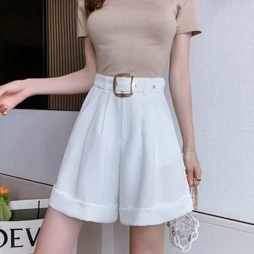 High Waist Short Pants Loose Women Shorts Summer Pink Female New Straight Large Size Casual Solid Wide Leg Trousers Streetwear