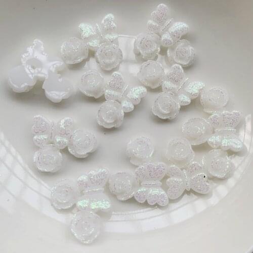 DIY 10 pieces/white/Butterfly flat back in flowers/Wedding decoration/craft scrapbook for hairpins