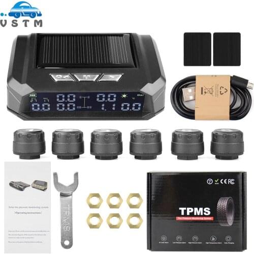 TPMS Truck Solar Power Tire Pressure Monitor System External Digital LCD Display Temperature warning Security Alarm Systems