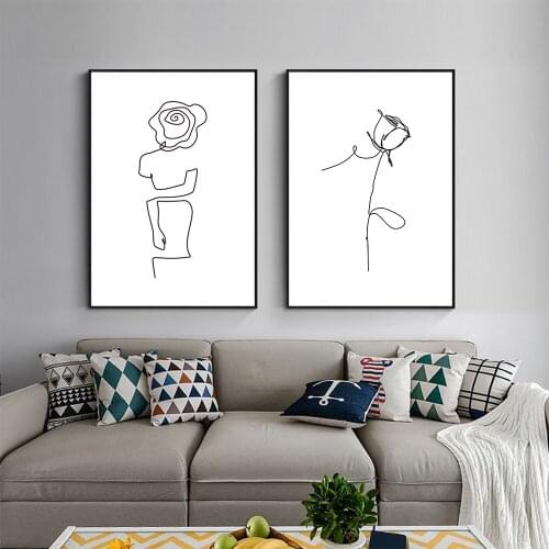Nordic Prints Male Lady Line Drawing Home Decor Nordic Canvas Painting Wall Art Figure Body Posters and Print for Living Room