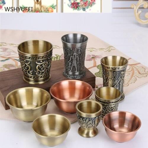 Retro style old-fashioned antique bronze ancient cup exquisite elephant Egyptian god of wealth enshrined Buddha statue water cup