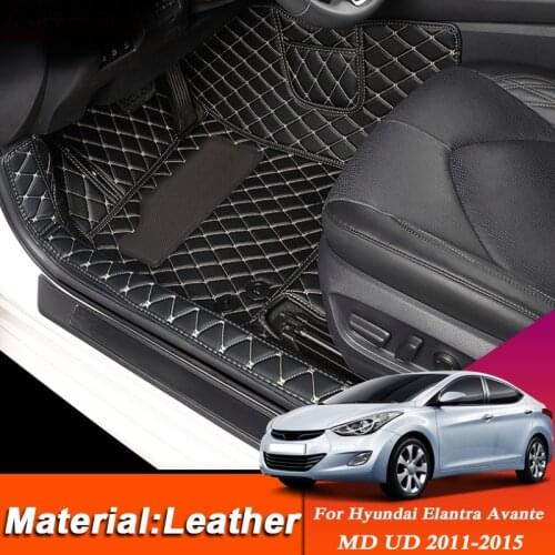 Car Styling Custom Foot Mat For Hyundai Elantra Avante MD UD 2011-2015 Leather Floor Waterproof Pad Auto Internal Accessories