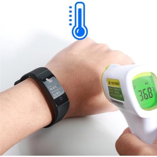 QW18T Smart Watch for Sport Fitness Waterproof Electronic Smart Bracelet temperature Alarm Heart Rate Remote Control Tracker