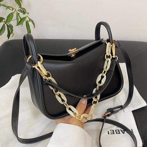 Underarm Crossbody Bag Women Shoulder Bag Female Handbag Purse Designer Women Bag Chain Fashion 2021 New PU Leather Solid Color