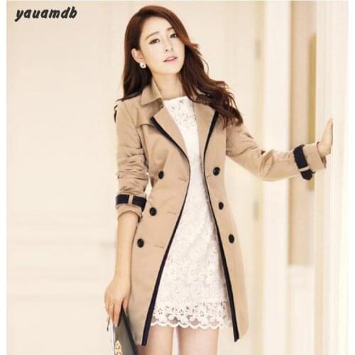 Women Outerwear Spring/Autumn Coat Female Brand Jackets Ladies Casual Slim Long Turn-Down Collar Windbreaker Clothes Y58