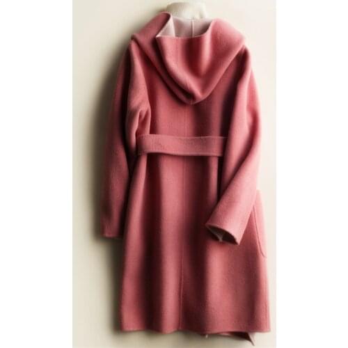 Long Wool Coat Women 2020 Korean Style Autumn Winter Female Jacket Womens Alpaca Cashmere Coats Hooded Outerwear 890765