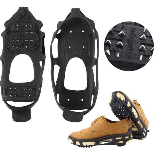 Winter Climbing Non-slip Shoes Ice Gripper 24 Teeth Ice Walking Claw Snow Spike Shoe Cover Outdoor TPE Black Shoe Accessories