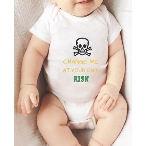 Baby Boy Winter Clothes Printing Change Me At Your Own Risk Children Jumpsuits Newborn Baby Girl Clothes Cotton Toddler Rompers