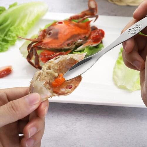 1Pc Kitchen Gadgets Lobster Crab Needle Stainless Steel Seafood Accessory Food Clips Golden Multifunction Seafood Furit Fork