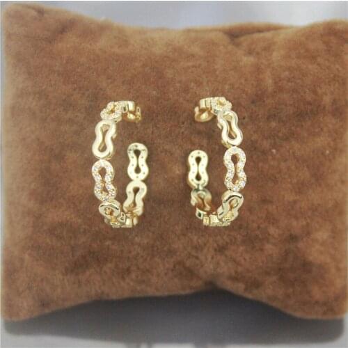 10pair/lot Fashion plated cz earring,plated cubic zircon round big circle hoops,new women love earrings wholesale