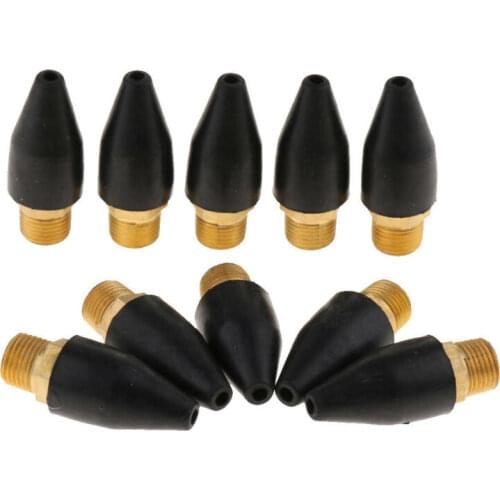 10pcs Rubber Brass Safety Tip Nozzle For Air Blow Tools 1/8\'\' NPT Male Parts Set