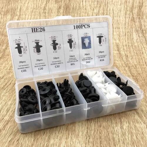 100 Pieces Hole Auto Clips Car Bumper Door Trim Panel Plastic Rivets Front Dumper Fender Fastener Push Pin Clips Accessories