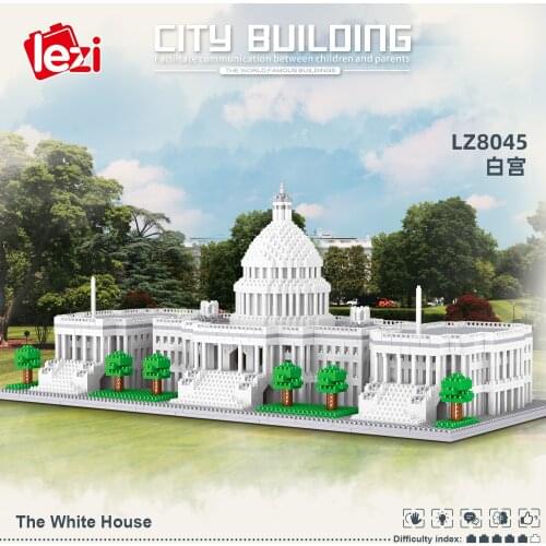 3796pcs+ The White House of Washington Diamond Building Blocks America Architecture 3D Model Micro Bricks Toy For Kid Adult Gift