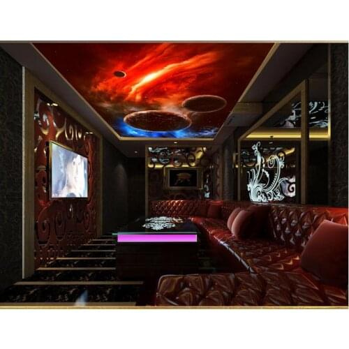 Customized photo wallpaper 3d ceiling mural wallpaper Beautiful red planet frescoes on the universe 3d wallpaper for living room