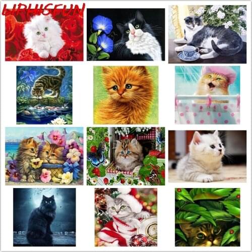 5D Diamond Painting Full Square/round Drill Cats and Kittens Rhinestone Diamond Embroidery Cat Animal Cross Stitch Home Decor