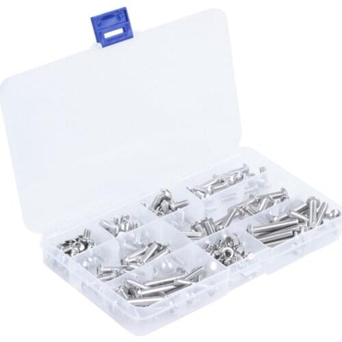 150Pcs M5 Stainless Steel Button Head Hex Socket Head Cap Bolts Screws Nuts Assortment Kit