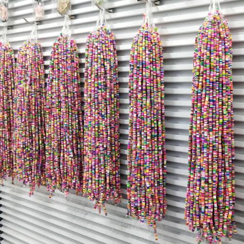 16 Inch 3/4/5/6/8mm Flat Round Polymer Clay Beads Chip Disk Loose Spacer Handmade Beads For DIY Bracelet Jewelry Making