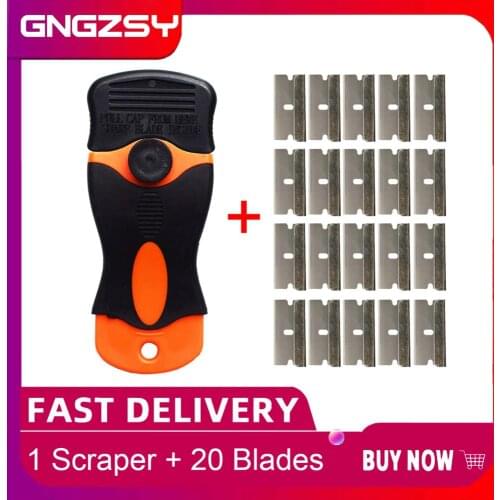 CNGZSY Ceramic Oven Cleaner Car Snow Shovel Window Glue Remover Mobile Phone Razor Scraper with 20pcs 1.5" Metal Blades E12+20M