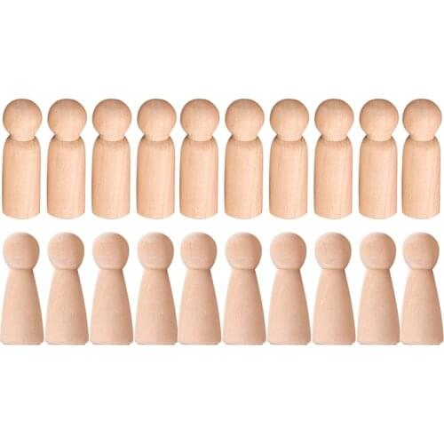Wooden Peg Doll Unfinished Wooden People Plain Blank Bodies Angel Dolls For DIY Craft Pack of 20