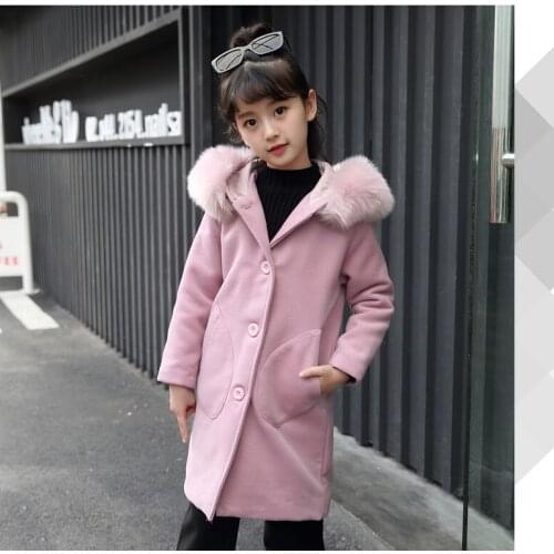 Kids Fur Coats Winter Clothing Girls Woolen Coat Childrens Clothing 2018 New Korean Fashion Warm Fur Coat Kids Coats