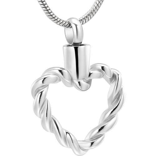 Double 11 Twisted Heart Cremation Keepsake Pendant for Ashes Keepsake of Loved One,Wholesale Pet/Human Funeral Ashes Jewelry