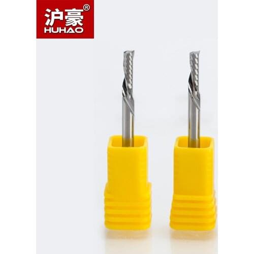 HUHAO 2pcs/lot Shank 3.175mm Left Spiral Milling Cutter 1 Flute Router Bit Carbide CNC End Mill Tool Accessories