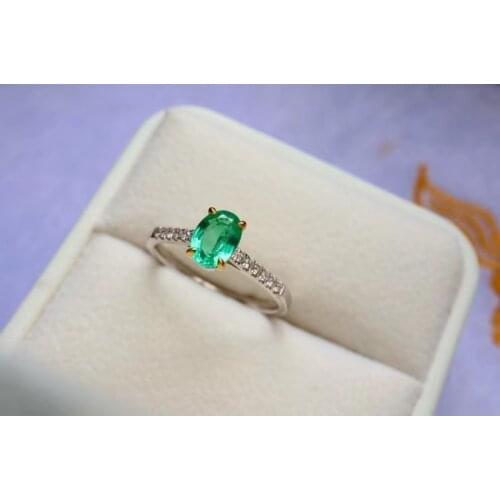 SHILOVEM 925 sterling silver real Natural Emerald rings classic fine Jewelry new wedding wholesale gift 4*6mm jcj0406891agml