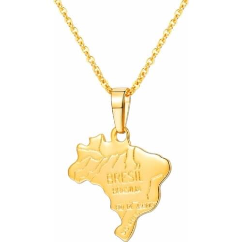 Brazil Map Necklace Gold Madagascar/Haiti/Morocco/Sicily/Cameroo/Italy/Poland/Congo Unisex Patriot Necklace Brasil Jewelry P3417
