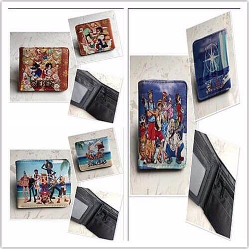 Anime ONE PIECE Logo Wallet Double fold wallet New PU Short Wallet boys girls Credit Card purse