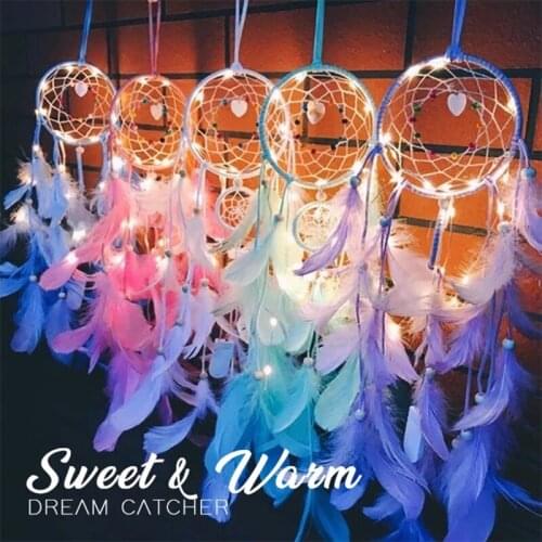Dream Catcher Light Feather Shell and Iron Handcraft With LED Strap for Home Restaurant Wedding Decorations CLH@8