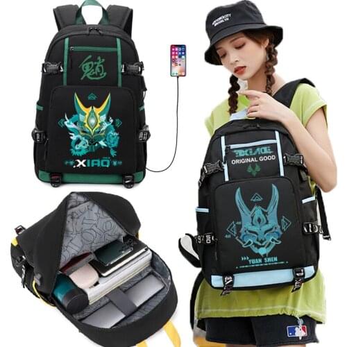 Game Genshin Impact Xiao cosplay Fashion Backpack Shoulder Bags Game xiao 3D Print School Bag Mochilas Student Backpack gifts