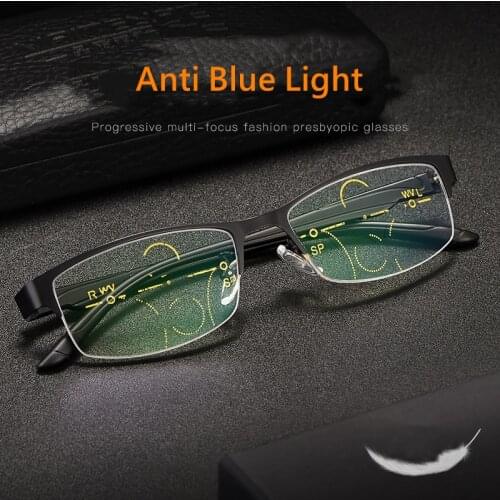 Men Reading Glasses Far And Near Dual-Purpose High-Definition Anti-Blue Light Automatic Adjustment Degree Zoom Glasses XS671