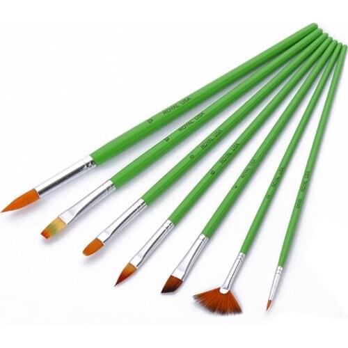 7pcs Paint Brushes Art Set for Acrylic/Oil/Watercolor Painting Nylon Wool Green Bar