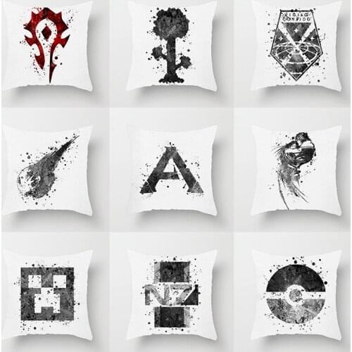 Watercolor icons Cushion Cover Cotton Linen Goblet of Fire The Deathly Hallows Home Decor Pillow Cover for Sofa Cojines