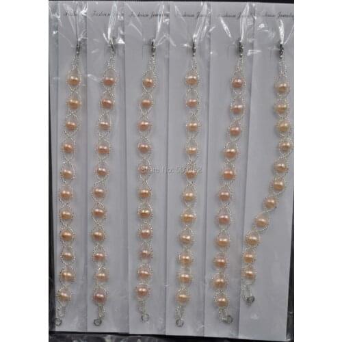 Wholesale 12 Qty natural color cultured freshwater rice pearl bracelets gift jewelry
