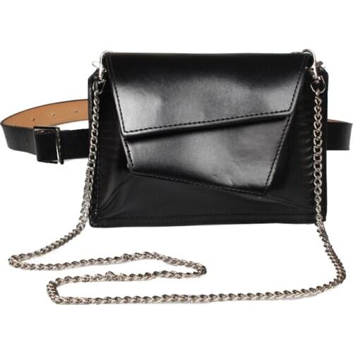 6PCS / LOT Women Belt Large Waist Bag Irregular Waist Pack Belt Fashion Chain Shoulder Bag Contrast Color Mobile Belly Bag