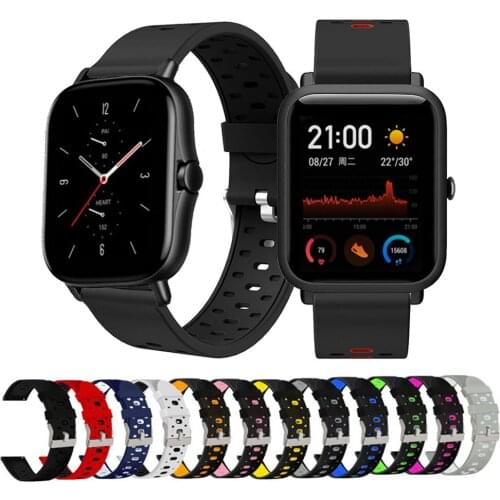20MM Smartwatch Replacement Bracelet Sport Strap For Huami Amazfit GTS 2 Mini 2 2E Silicone Watchband For Amazfit Bip S Lite